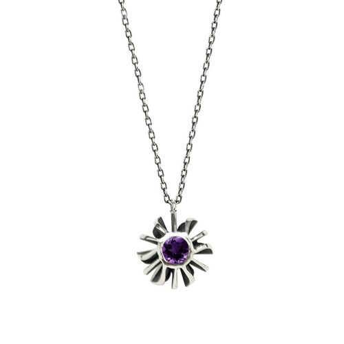 Small Black Coral Amethyst Set Pendant