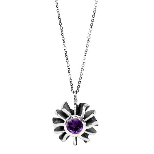 Big Black Coral Amethyst Set Pendant