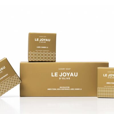 LE JOYAU D'OLIVE – Gold Collection – Amber Eternal, Musk & Oud Paradise, Laurel Shangri-La