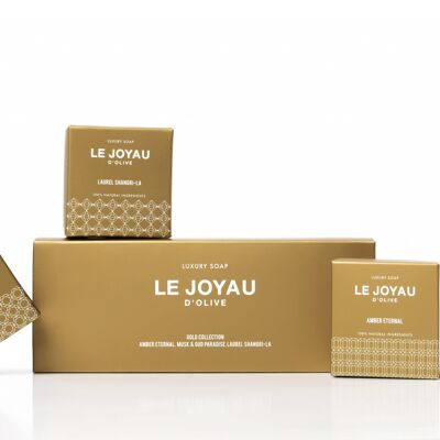 LE JOYAU D'OLIVE – Gold Collection – Amber Eternal, Musk & Oud Paradise, Laurel Shangri-La