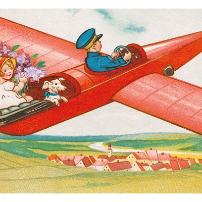 Red airplane postcard
