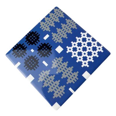 Welsh Tapestry print Coaster Blue