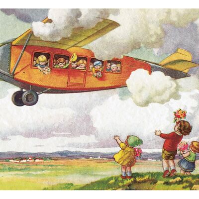 Orange airplane postcard