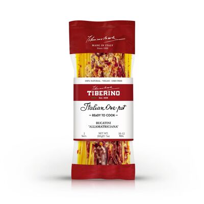 Bucatini "Amatriciana", primo piatto Italiano bientôt da cuocere con condimento - 2 portions