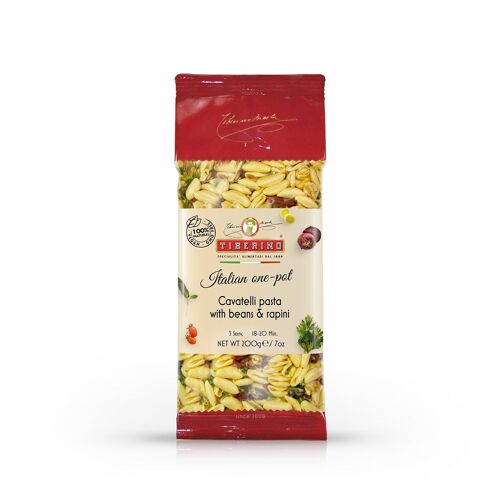 Cavatelli Fagioli & Rapini, pasta artigianale italiana pronta da cuocere con condimento - 3 porzioni