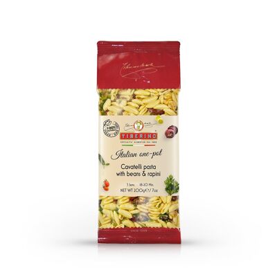 Cavatelli with Beans & Rapini, ready-to-cook Italian artisanal pasta with seasoning - 3 servings
