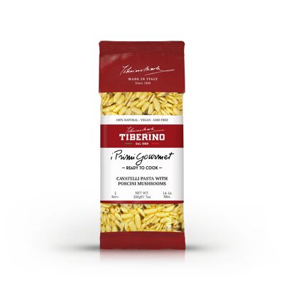 Cavatelli ai Funghi Porcini, pasta artigianale italiana pronta da cuocere con condimento - 2 porciones