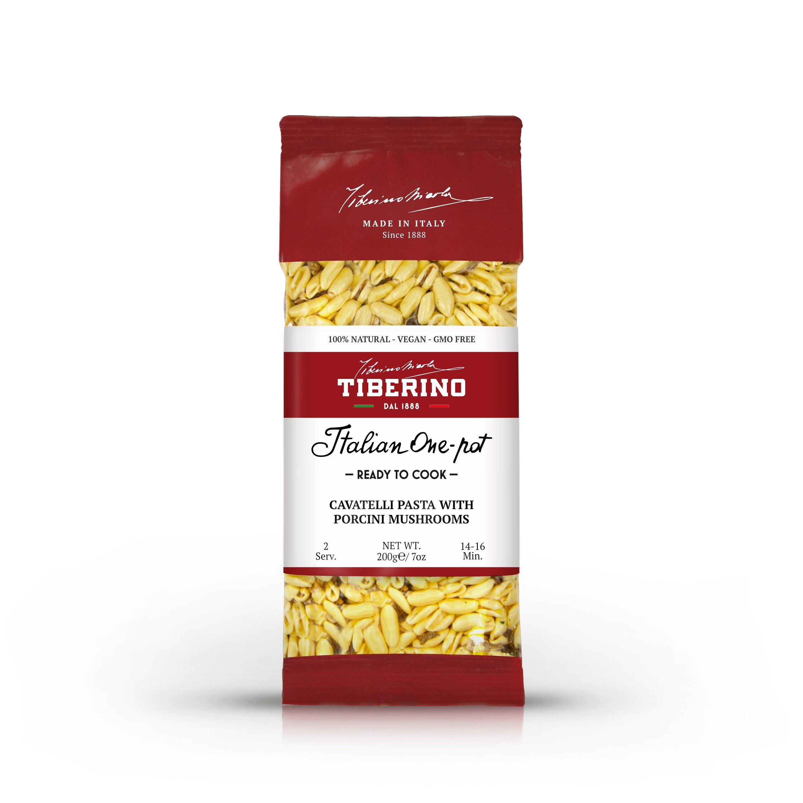 Cavatelli ai Funghi Porcini, pasta artigianale italiana pronta da cuocere con condimento - 2 porzioni