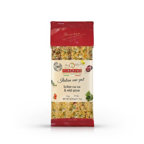 Cus Cus with herbs, vegetables & Mild Spices, ready-to-cook Italian cus cus with seasoning - 3 servings