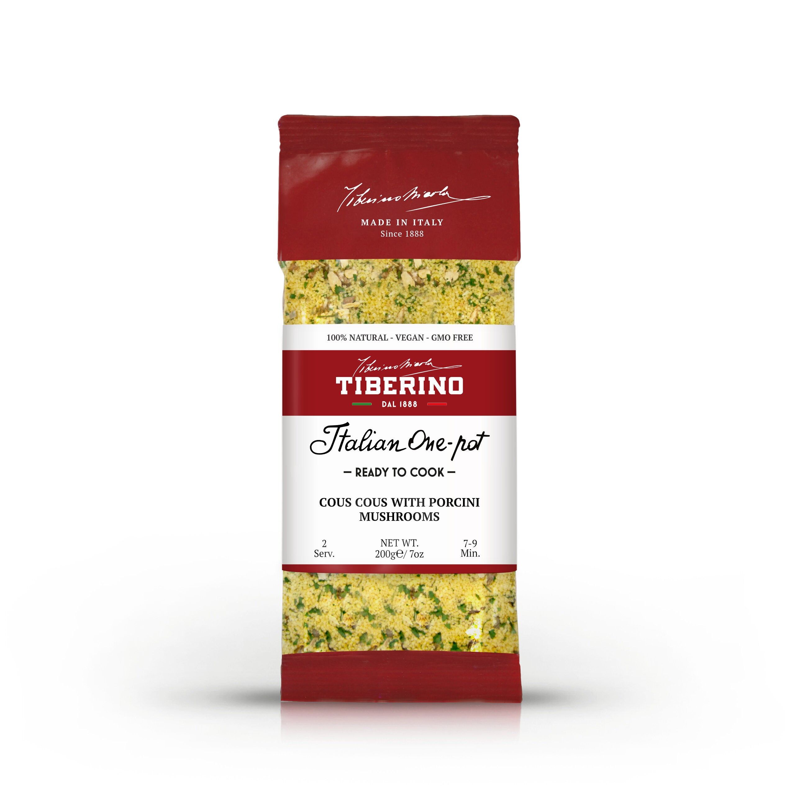 Cous cous ai Funghi Porcini - Cous cous italiano pronto da cuocere con condimento - 2 porciones