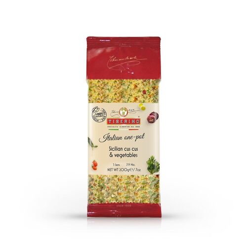 Cus Cus with Vegetables, ready-to-cook Italian cus cus with seasoning - 3 servings