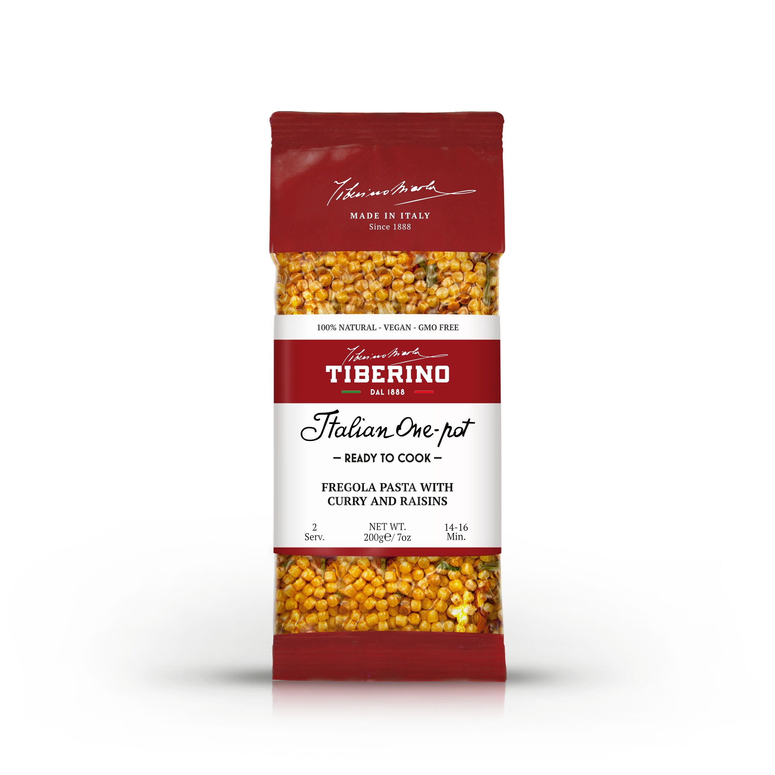 Fregola al Curry dolce & Uvetta, pasta sarda tagliata al bronzo pronta da cuocere con condimento - 2 porciones