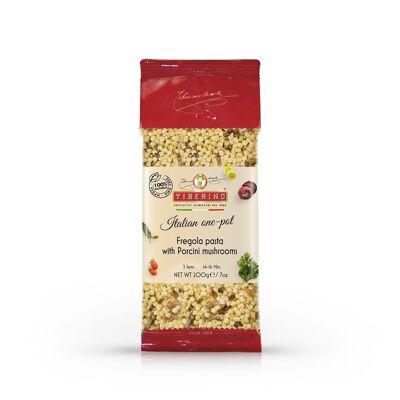 Fregola with porcini mushrooms, ready-to-cook Sardinian bronze-cut pasta with seasoning - 3 servings