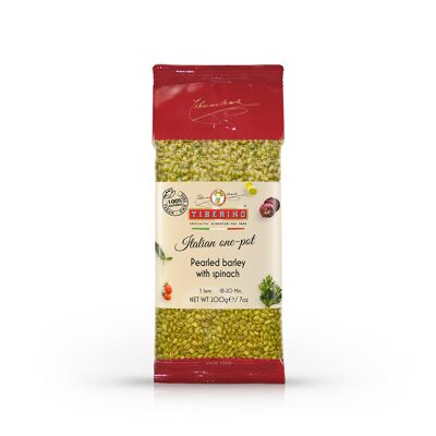 Pearled Barley with spinach & sundried tomatoes, ready-to-cook Italian meal with seasoning - 3 servings