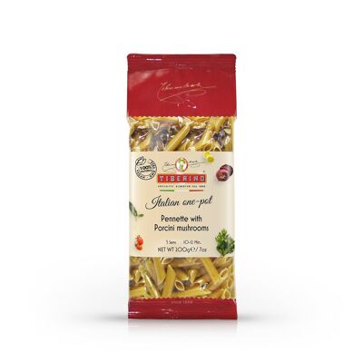 Pennette with Porcini Mushrooms, ready-to-cook Italian pasta with seasoning - 3 servings