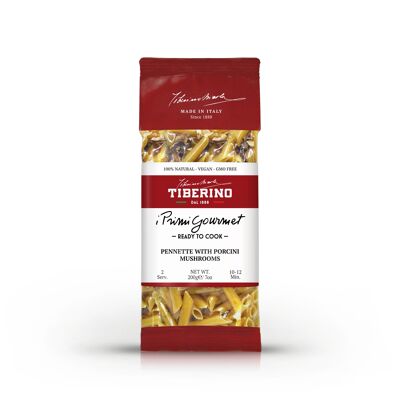 Pennette aux champignons Porcini, pâtes italiennes prêtes à cuire avec condimento - 2 portions