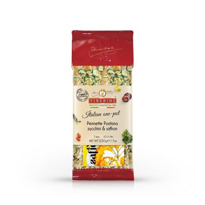 Pennette "Positano" with zucchini & saffron, ready-to-cook Italian pasta with seasoning - 3 servings