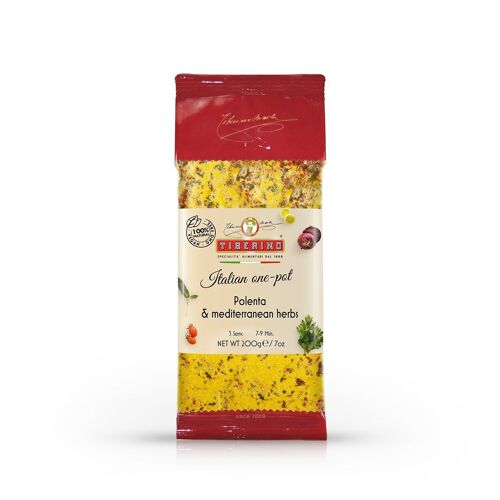 Polenta & Erbe Mediterranee, farina di mais italiana pronta da cuocere con condimento - 3 porzioni