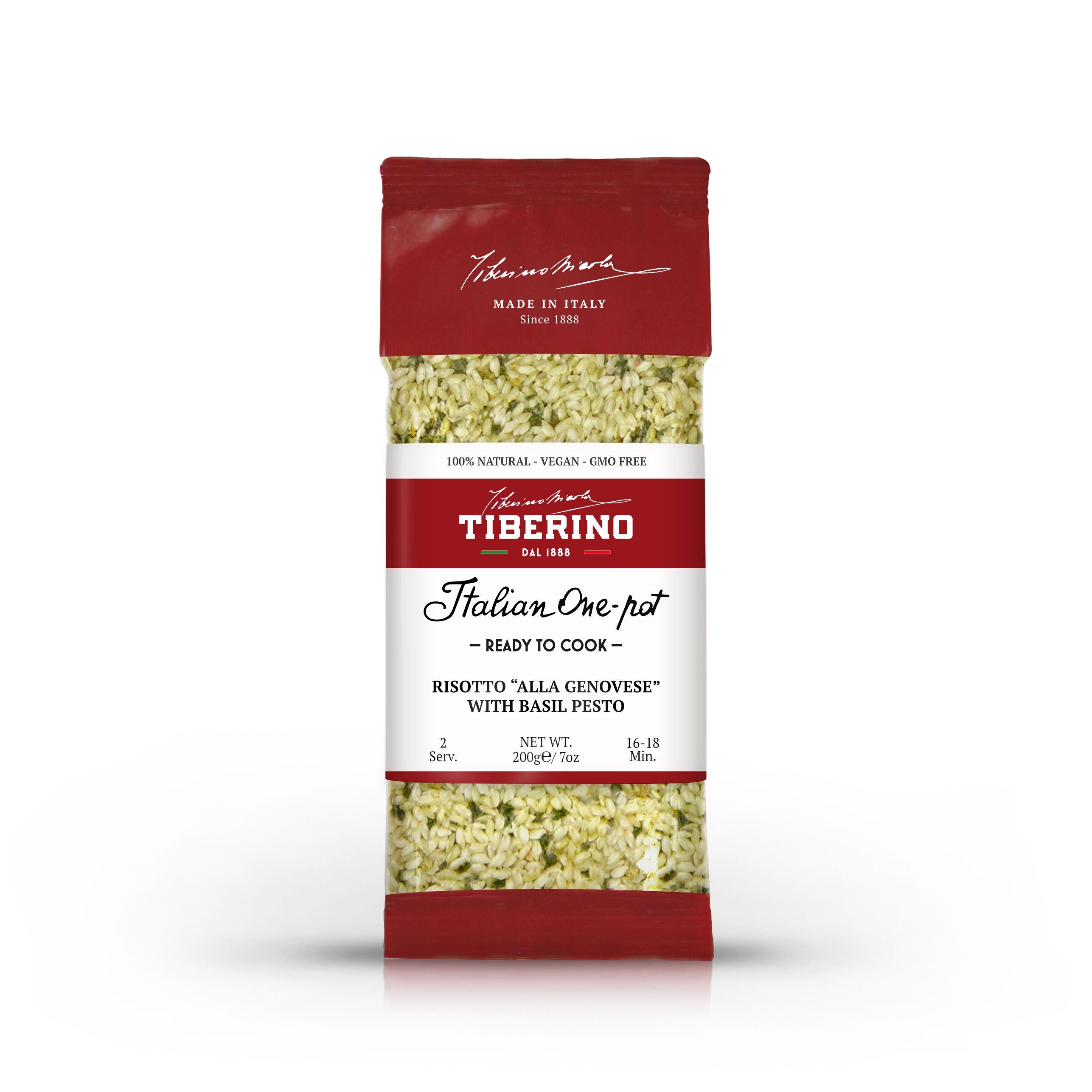 Risotto al Pesto di Basilico "Genovese", risotto italiano pronto da cuocere con condimento - 2 porzioni