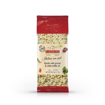 Risotto con Hongos Porcini y Aceite de Trufa blanca, risotto italiano listo para cocinar con condimentos - 3 porciones