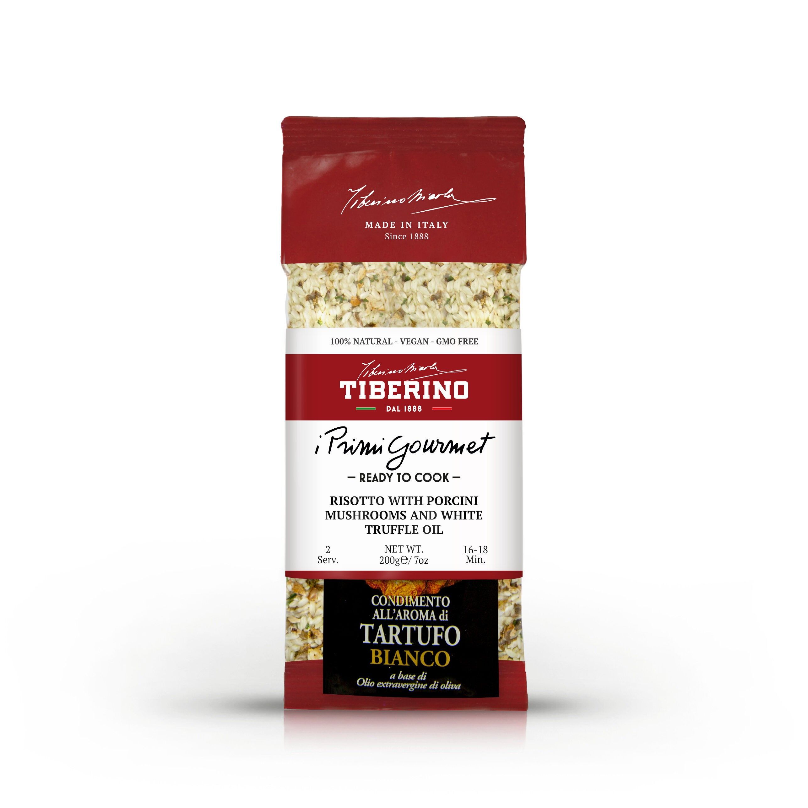 Risotto ai Funghi Porcini & Olio al Tartufo Bianco, risotto italiano pronto da cuocere con condimento - 2 porzioni