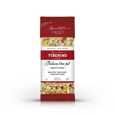 Risotto "Positano" con zucchine e pomodoro, risotto italiano pronto da cuocere con condimento - 3 porzioni