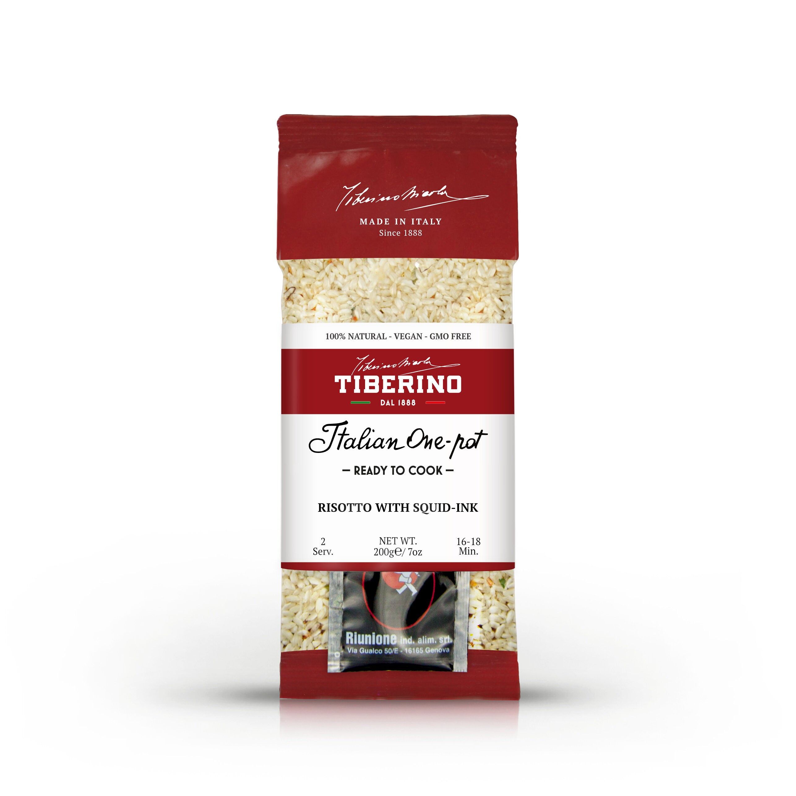 Risotto "Trapani" al nero di seppia, risotto italiano pronto da cuocere con condimento - 2 porzioni
