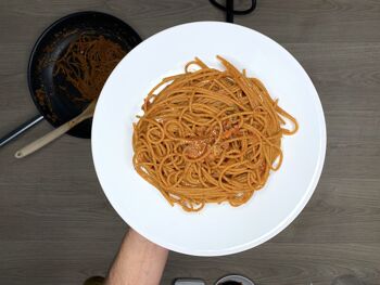 Spaghetti "Capri" avec Capperi sotto sale et Paprika dolce affumicata, Pâtes italiennes tranchées au Bronzo avec Condimento - 3 Porzioni 6