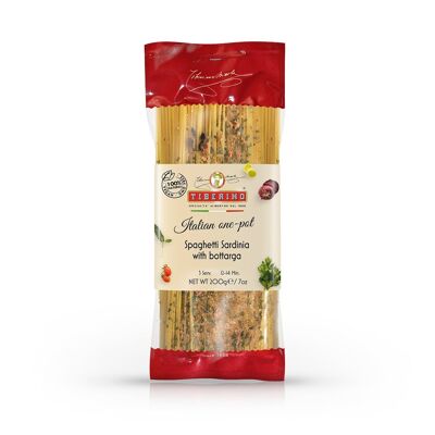 Spaghetti „Sardinien“ mit Bottarga & Zitronenschale, küchenfertige italienische Pasta im Bronzeschliff mit Gewürzen – 3 Portionen