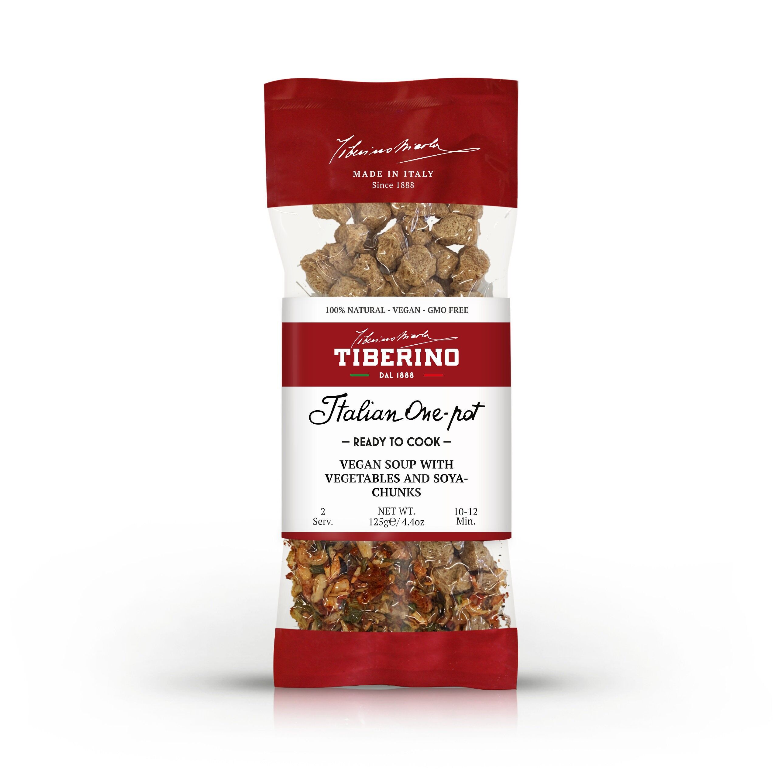 Casseruola vegana "Primavera" con verdura y arroz basmati, pezzi di soia pronti da cuocere con condimento - 2 porciones