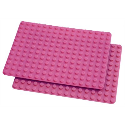 2er Set Bauplatten kompatibel mit z.B. Lego Duplo - prinzessinnenpink