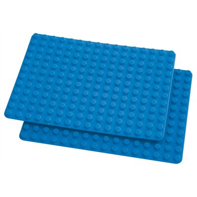 2er Set Bauplatten kompatibel mit z.B. Lego Duplo - meerblau