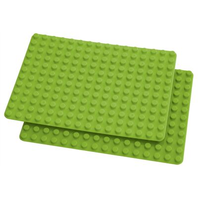 2er Set Bauplatten kompatibel mit z.B. Lego Duplo - farmgrün