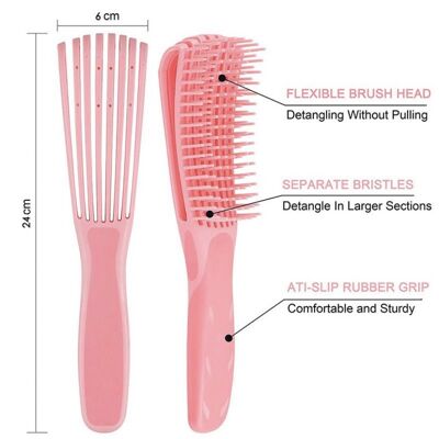 Kit de herramientas para el cabello natural: cepillo desenredante y cepillo para el cabello con masajeador de sal