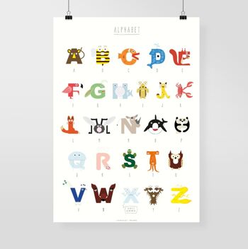 Affiche d'apprentissage ABC "Alphabet animal" 1