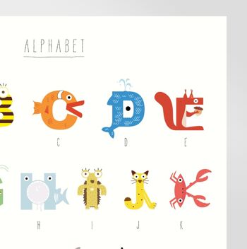Affiche d'apprentissage ABC "Alphabet animal" 3