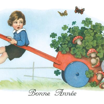 Good luck cart postcard