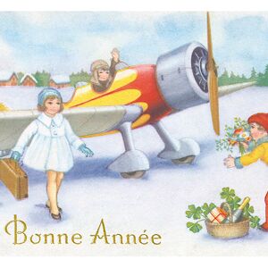 Carte postale avion Bonne Année