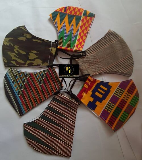 Face Mask| Nose Mask| Mouth Mask| African print| Washable| Reusable|100% Cotton| Breathable. Multi pack Six