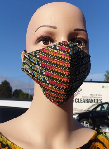 Masque facial imprimé africain 100% coton Ankara respirant réutilisable masques lavables 3