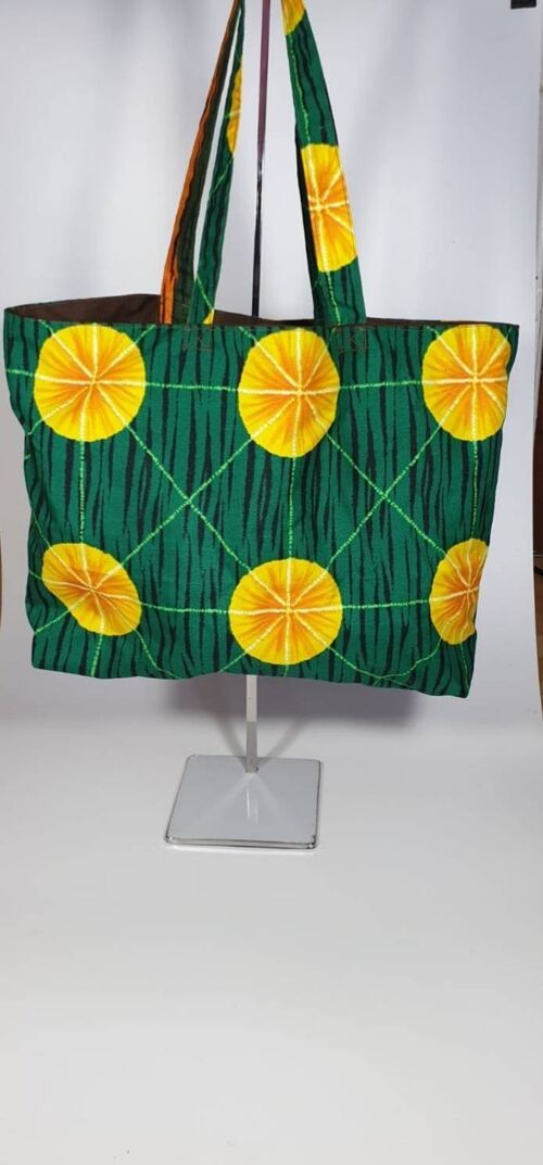Akarah Print Tote bag,Medium Bag|Reusable tote Cotton bag, Holiday Bag, Reversible Adult Size|Green