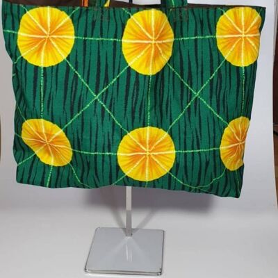 Akarah Print Tote bag,Medium Bag|Reusable tote Cotton bag, Holiday Bag, Reversible Adult Size|Green