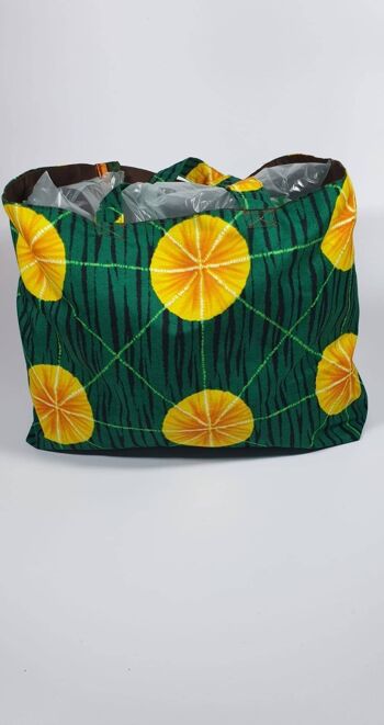 Sac fourre-tout imprimé Akarah, sac moyen | sac fourre-tout réutilisable en coton, sac de vacances, taille adulte réversible | vert 3