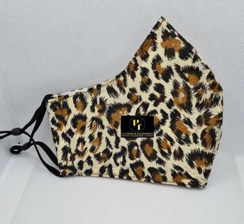 Masque facial léopard imprimé animal coton lavable réutilisable bouche couvre-nez 100% coton respirant réutilisable lavable masques cordon réglable 4