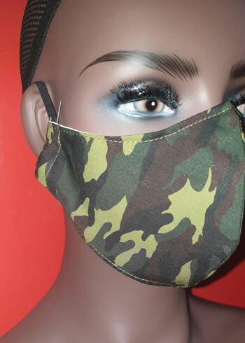Masque facial| Imprimé camouflage militaire | Masques lavables réutilisables et respirants en coton 4
