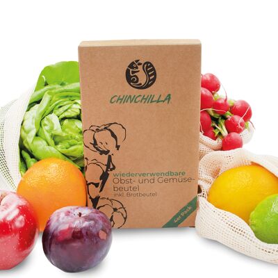 Sacchetti di frutta e verdura | 3 borse per la spesa INCL. 1 sacchetto di pane XL