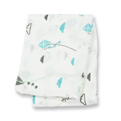 Bamboo swaddle - blue kite