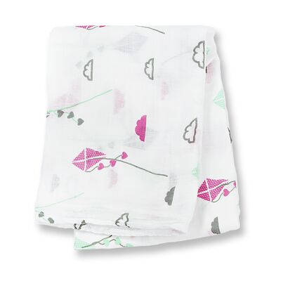 Bamboo swaddle - pink kite