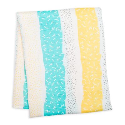 Bamboo swaddle - turquoise stripes