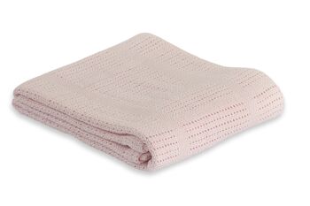Couverture tricot rose 1